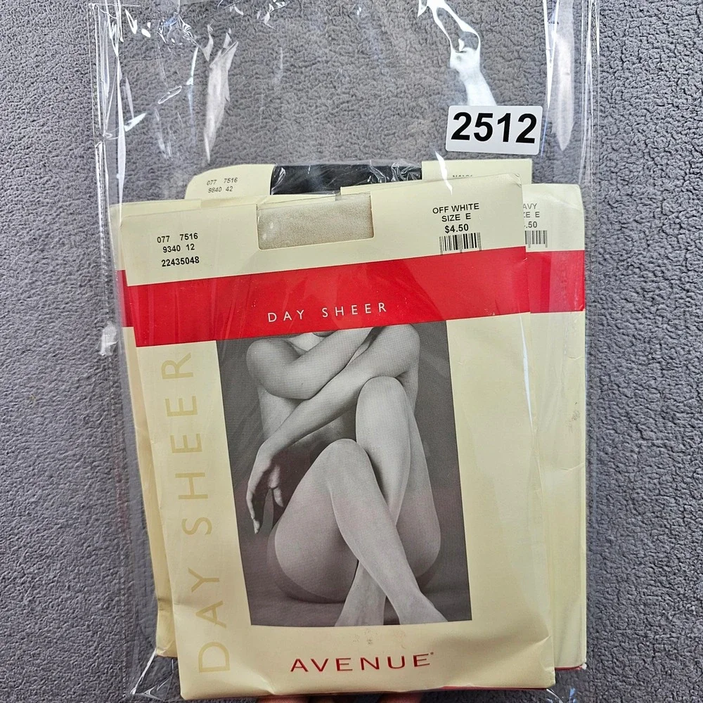 Lot Of 4 Avenue Day Sheer Pantyhose‎ Womens Size E Navy White Sandalfoot Tights